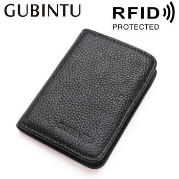 Slim pravej kože RFID Karty ochrany Mužov Kreditnej Karty Držiteľ Karty Prípade, Malá peňaženka pre človeka Čierna Káva