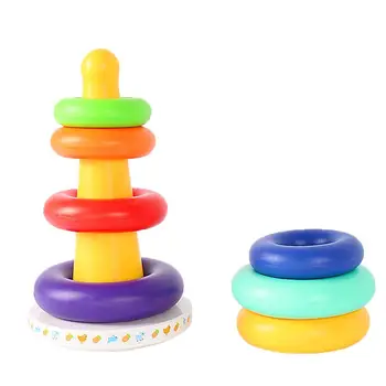 Hudba Rainbow Tower Tumbler Vrstvy Stohovania Sedem-Farebné Krúžky Detí Stohovanie Krúžky Dieťa Umiestnené Hračky