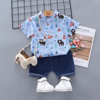 2020 lete nové baby boy cartoon dinosaura krátke rukáv tričko vyhovovali chlapec dieťa málo pán Klope detské oblečenie sady