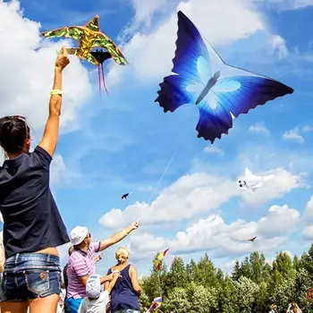 Nové Farebné Motýľ Hard-okrídlený Drak Nylon Vonkajšie Lietajúce Hračka Blue Butterfly Draka a 30 M Kite Linka Pre Deti Outdoor Darček