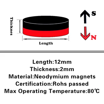 500pcs Neodýmu N35 Dia 12 mm X 2 mm Silné Magnety Malý Disk NdFeB Vzácnych Zemín Pre Remeslá Modely Chladnička Lepenie magnet 12x2mm