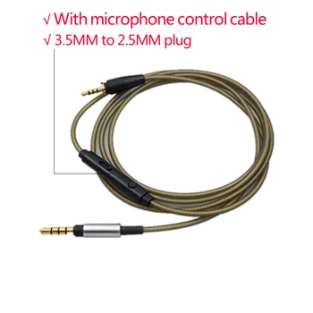 Kvalitné strieborné pozlátené upgrade audio kábel kábel Linka Pre Sennheiser Urbanite XL na / Cez Ucho Kábel S Mic Ovládanie Hlasitosti