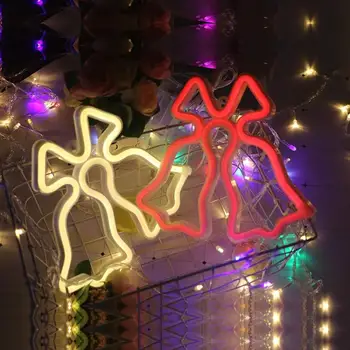 Vianočný Zvon Tvar Neónový nápis Svetlo USB Nástenné Svietidlo Svadobné Party Domáce Dekorácie Nočné Svetlo 2021 Nový Rok Kid Darček