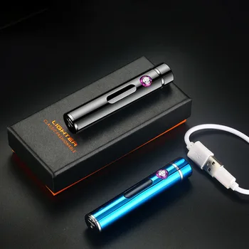 Zliatiny zinku Elektrický Zapaľovač Nabíjateľná Flameless Plazma USB Sviečka Dotykový Snímač Zapaľovače Dropship Dodávateľov Darčeky Pre Mužov