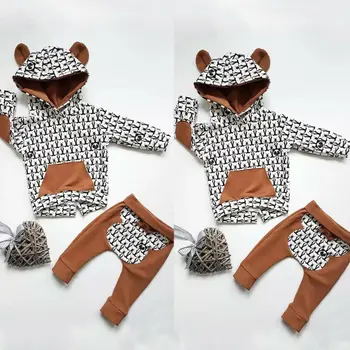 Batoľa Detský Baby Dievčatá Chlapec Jeseň Oblečenie Oblečenie Mikiny + Nohavice Oblečenie Set Sa 0-24 Mesiacov