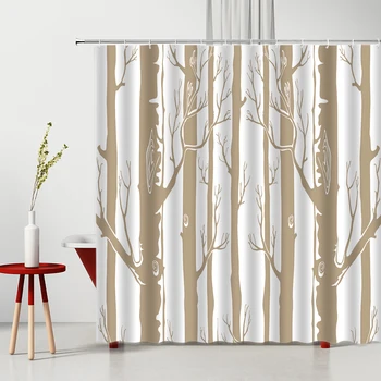 Lesné Tlač Sprchové Závesy Pobočky Leaf Nepremokavé Plyester Textílie Kúpeľňa Záclony Stroj Umývateľný Domova Príslušenstvo