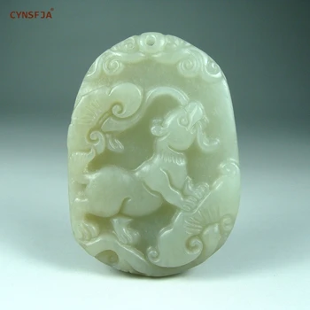 CYNSFJA Reálne Certifikovaná Prírodná Hetian Jadeit Nephrite Šťastie Amulety Bohatý Psa Jade Prívesok Kvalitné Najlepšie Narodeninám