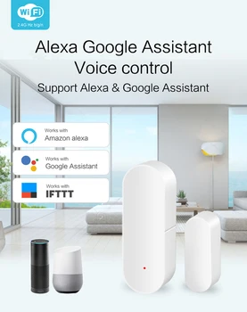 Smart Home Security Bezdrôtový Dvere, Alarm WiFi Okno, Dvere Senzor Detektora Prostredníctvom Aplikácie Ovládanie Kompatibilné Amazon Alexa Domovská Stránka Google