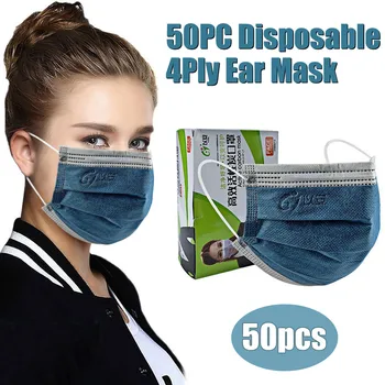 50PC Blue Gray Masku, Disposable Non-wove 3 Vrstva Filter Maska na ústa Vonkajšie masku na Tvár Priedušná Earloops Masky mascarill d4
