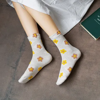 Jeseň a v Zime 5 Párov Japonský Kvet Ponožky Ženy Bavlna Kawaii Harajuku Joker Roztomilé Ponožky Diamond Kvet