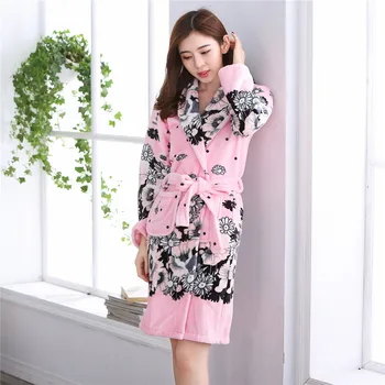 Kimono Župan Ružový Intímne Bielizeň Sleepwear Pyžamo-nastavte, Celý Rukáv Župan Tlač Kvet Ženy Domáce Oblečenie Plus Veľkosť 3XL