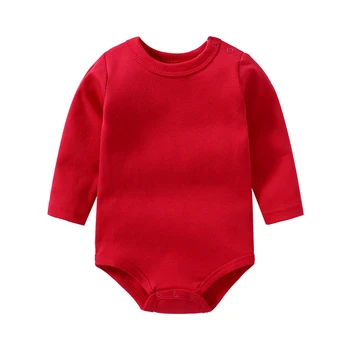 Orgnic Bavlna Novorodenca Oblečenie Remienky Farbou Celý Rukáv Dieťa Jumpsuit Romper Chlapci Dievčatá 0-2 Rokov