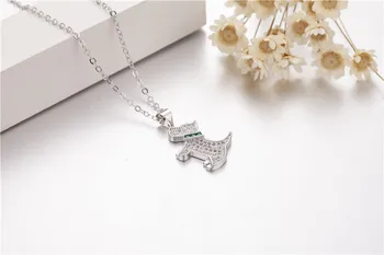 Móda Krásny pes Simulované Diamond Prívesky Reálne 925 Sterling silver Náhrdelník Prívesok pre ženy, dievča, Svadobné Šperky