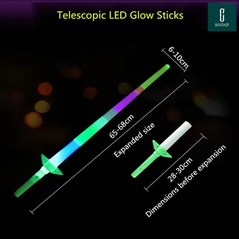 Nové Teleskopické LED Žiara Palice, LED Blikajúce Svetlo drží Paličku, fluorescenčné Meč koncert Hračky 100ks/veľa