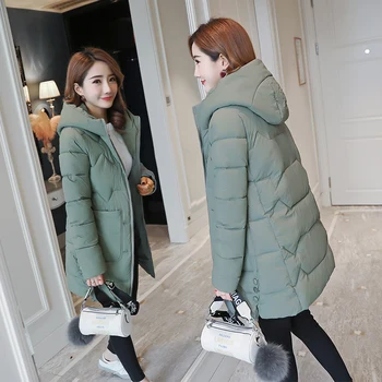 2019 Nové Módne Zimné Kabáty Ženy teplý kabát s kapucňou plus veľkosť Dlho Zahustiť Dole Bavlna Čalúnená Bunda Outwear Parkas feminina