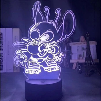 Disney Karikatúry 3D Nočné Svetlo Lilo Steh Akryl Visual LED Lampa pre Deti Spálňa Decortion stolná Lampa Deti Detské Vianočné Darčeky