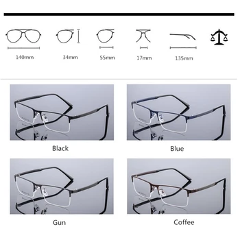 Obchodné Mužov Optické Okuliare Rámy ,Semi Rám Kovový Záves predpísať Okuliare pre Krátkozrakosť & Predpis Lupa 
