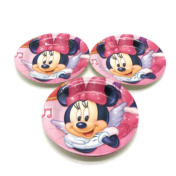 Nové Predaj Disney Minnie Mouse Pohár+Doska+Obrúsok+Slamy Dievča Narodeninovej Party Svadobný Darček Taška+Banner+Horn Dekorácie Dodanie 83Pcs/veľa