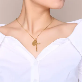 Panny Márie Zázračnej Medaily Kríž Kúzlo Náhrdelník Prívesok pre Ženy Nehrdzavejúcej Ocele Ženy Náboženské Šperky