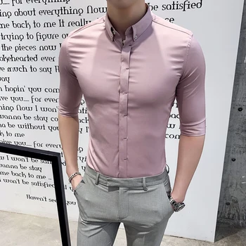 Britský Štýl Tričko Muži Móda 2020 Polovičný Rukáv Pánske Šaty, Košele Vysokej Kvality Slim Fit Business Formálne Košele Mužov Oblečenie 3XL