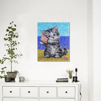 Mačka na Pláži Scenérie Diamond Výšivky 5D Špeciálne Tvarované Diamond Maľovanie DIY Drahokamu Cross Stitch Crystal Dar, Umenie, Remeslá