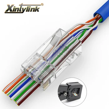 Xintylink EZ konektor rj45 cat6 rg rj 45, utp kábel siete ethernet zapojte rg45 cat5e 8P8C cat 6 sieť lan modulárny cat5 jack 20/50/100