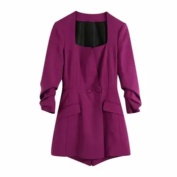 2020 Nové Žien Jumpsuit Dvakrát Textílie Playsuit námestie-cut výstrihu kombinézu Módne bežné vestidos femme župan