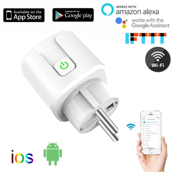 Mini Smart Wifi EÚ Smart Plug 16A 240V Adaptér pre Bezdrôtové Diaľkové Ovládanie Hlasom Power Monitor Časovač Zásuvka Pre Domovská stránka Google Alexa