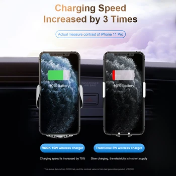ROCK Inteligentné Infračervený Senzor Qi Auto Nabíjačka, Rýchle Bezdrôtové Auto Držiak pre iPhone XS XR 11 Pro Max pre Samsung S10 S9 Plus