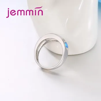 Elegantné Geometrický Dizajn Jemné Jasné, Micro Drahokamu Snubné Prstene Pre Ženy 925 Sterling Silver Blue Opal Krúžok Bijoux