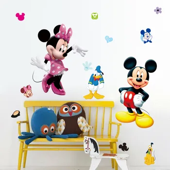 Anime Obrázok Disney Mickey Mouse Cartoon Samolepky Na Stenu Spálne Dekoratívne Deti Chlapci Dievčatá Diy Izba Dekorácie Zábavné Nálepky