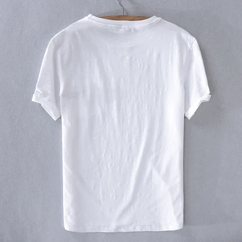2019 Lete mužov je nové-krátke rukávy t-shirt výšivky bielizeň t shirt mužov okolo krku bavlnené tričko male biele módne topy camisa