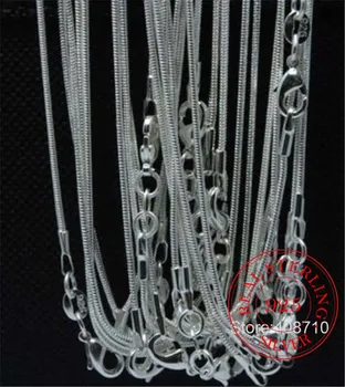 Unisex Pôvodné 925 Sterling Silver 2 mm Had Reťazca Náhrdelník Ženy Muži Vyhlásenie Šperky s dĺžkou 16 až 30 palec