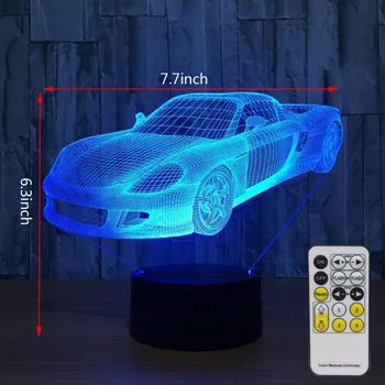 Auto Stolná Lampa 3D Nočné Svetlá pre Deti s Diaľkovým ovládačom alebo Dotykový Snímač s LED Dotykový 7 Farieb Zmena Hračka Drop Shipping