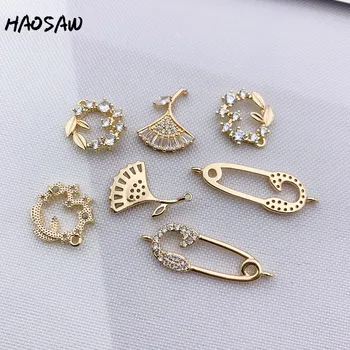 HAOSAW 4Pcs/Veľa Vyberte CZ Kameň/Hand Made/Garland/Multi Vzory/Pravý zlatenie Šarm/DIY Šperky Výrobu alebo Náušnice Šperky