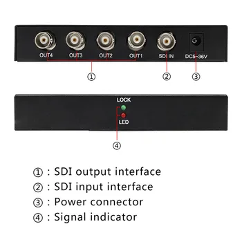 1x4 SDI Splitter SDI Extender Adaptér Podpora 1080P TV Video 1 Do 4 Z Podporuje HD-SDI, SD-SDI a 3G-SDI Signály