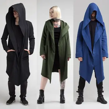 Muži Ženy Sveter S Kapucňou Voľné Bežné Bundy Outwear Dlhý Plášť Cape Coats Streetwear Plus Veľkosť