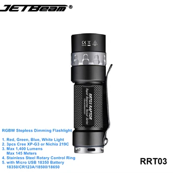 Jetbeam RRT03 RGBW Cree LED Taktické Plynulou Stmievanie Baterka Camping Silné Ruky, výchovy k DEMOKRATICKÉMU občianstvu Pochodeň s Nabíjateľnou 18350 Batérie