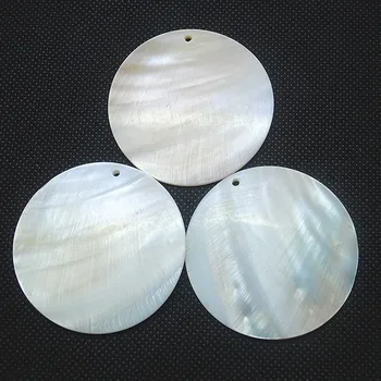 5 ks Biele Shell Prívesky Okrúhly Tvar perleť Ženy Šperky 20 mm 40 mm 50 mm 60 mm Prírodné Sladkovodné Rezanie