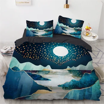Luxusný 3D Posteľná Bielizeň posteľná bielizeň Sady Tešiteľ/Deky/Perinu Nastaviť Kráľ, Kráľovná Dvojité Jednej Veľkosti Black Prírody bytový Textil