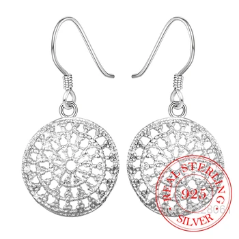 2021 Nový Príchod 925 Sterling Silver Ženy Kvalitné Duté Okrúhle Visí Latríny Náušnice Šperky