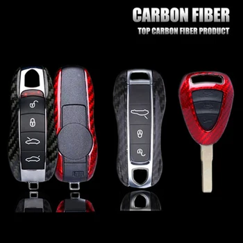 Carbon Fiber Kľúča Vozidla puzdro pre Porsche Panamera Cayenne 958 Macan 718 911 Keyless Diaľkové Prípade Puzdro Strane Shell Spp