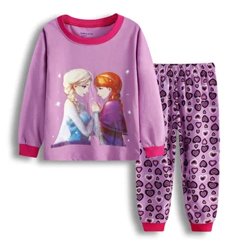 Cartoon Baby Girl Šaty Princezná Elsa Mrazené Detí Vyhovovali Pohodlné Pyžamo Na-domáce oblečenie detské Oblečenie Doma