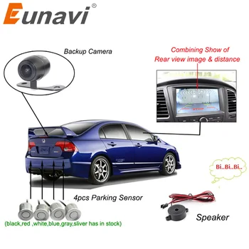 Eunavi Dual Core CPU, Auto Video Parkovací Senzor Viditeľné Zadnej strane Zálohy Radar Alarm, Zobrazenie Obrazu a Zvuku Upozornenie Na Auto Monitor