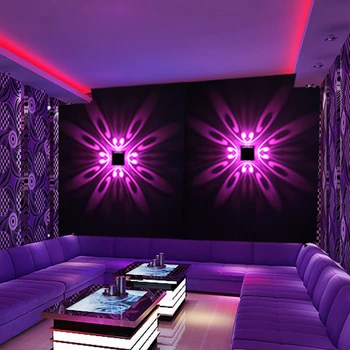 [DBF]Tvorivé LED Nástenné Svietidlo RGB Moderné Svietidlo Svietiace Osvetlenie Sconce 3W AC85-265V Krytý KTV Bar Dekorácie Svetla