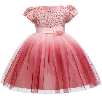 2021 Vianočné Gradient Princezná Šaty Formálne Elegantnej Čipky Deti Oblečenie Šaty Pre Dievča Kostým Nové Rokov Party Šaty L5161