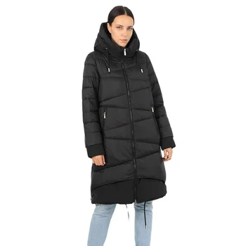 Dámske dlhé nadol bunda parka outwear s kapucňou prešívaný kabát žena plus veľkosť bavlna kvality teplé oblečenie, outwear 19-053