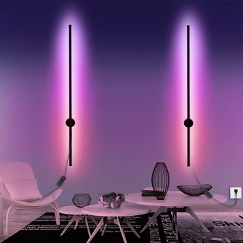 RGB Minimalistický dlhé pásy LED nástenné svietidlá Moderného obývacej izby, spálne, nočné zásuvky v stene lampa pozadí steny sconce LED žiarovky