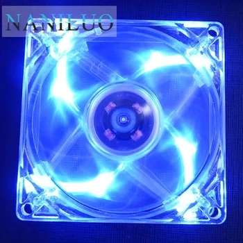 NANILUO pc počítač ventilátor 80mm s 4ea led 8025 8 cm tichý DC 12V LED svietiace šasi molex 4D plug axiálny ventilátor