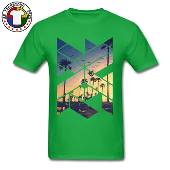 Klasické Destinácie Cestovného Tričko Kolo Golier Vintage Palm Beach Geometrické Zimné Riverscape Foto Men Print T Shirt Nové Tees